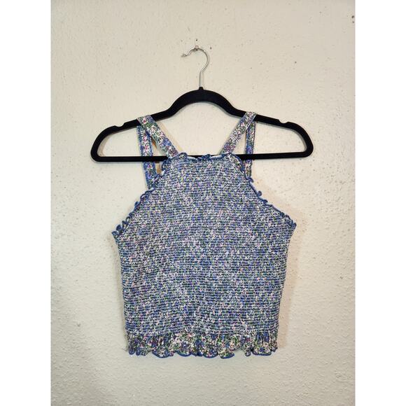 Anthropologie Women's Multicolor Smocked Halter Neck Cropped Tank Top Size Small - Picture 1 of 6
